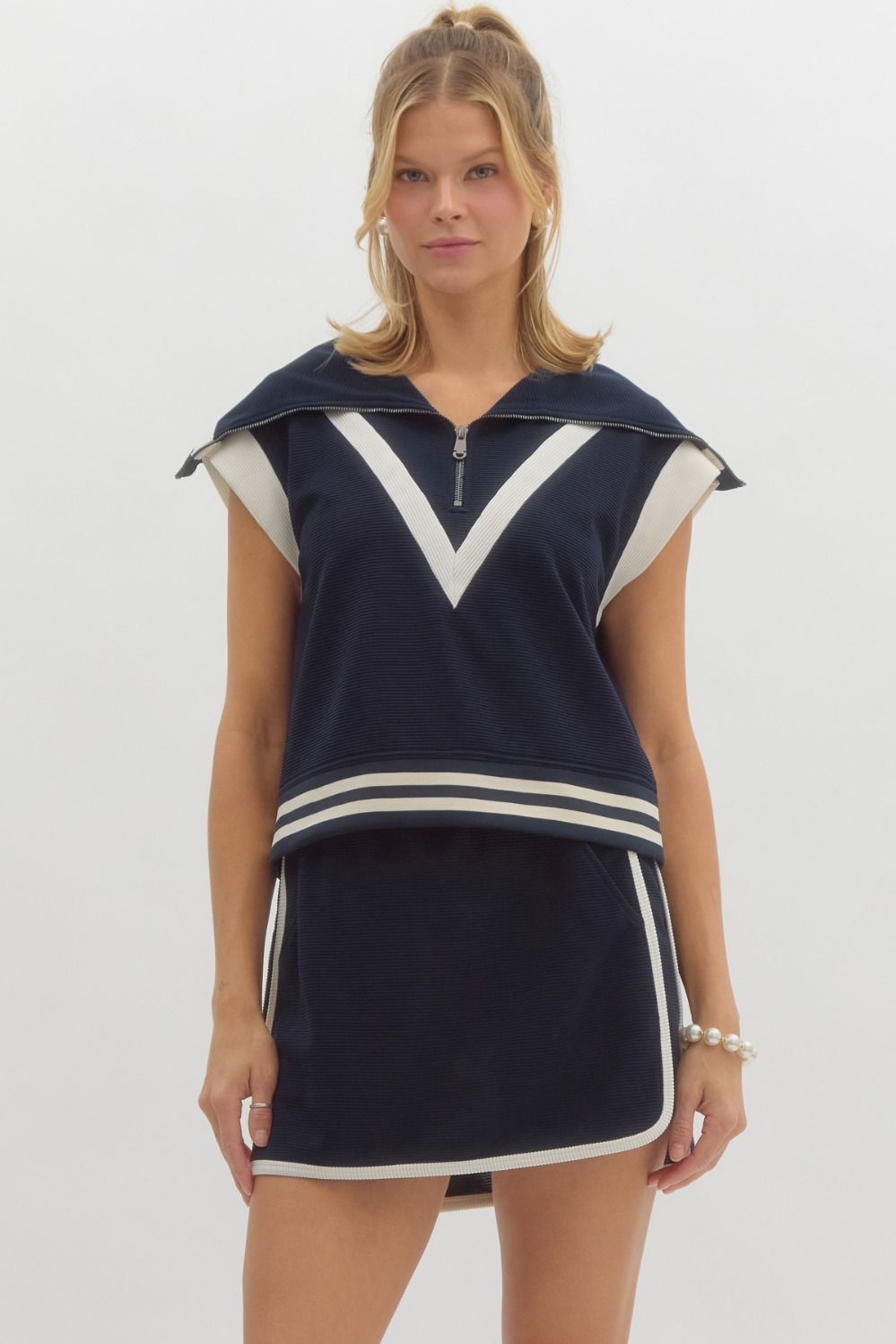 Navy Skirt Set