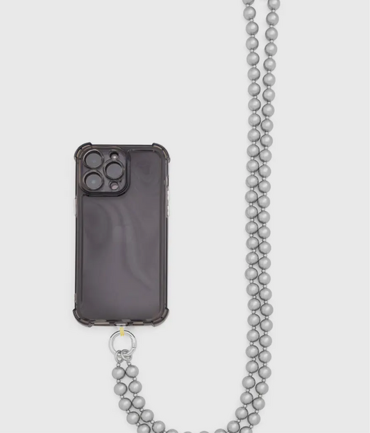 Matte Metallic Crossbody Phone Lanyard in Silver