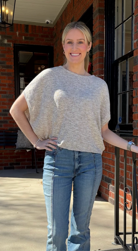 Silk Slub Wedge Sweater in Linen