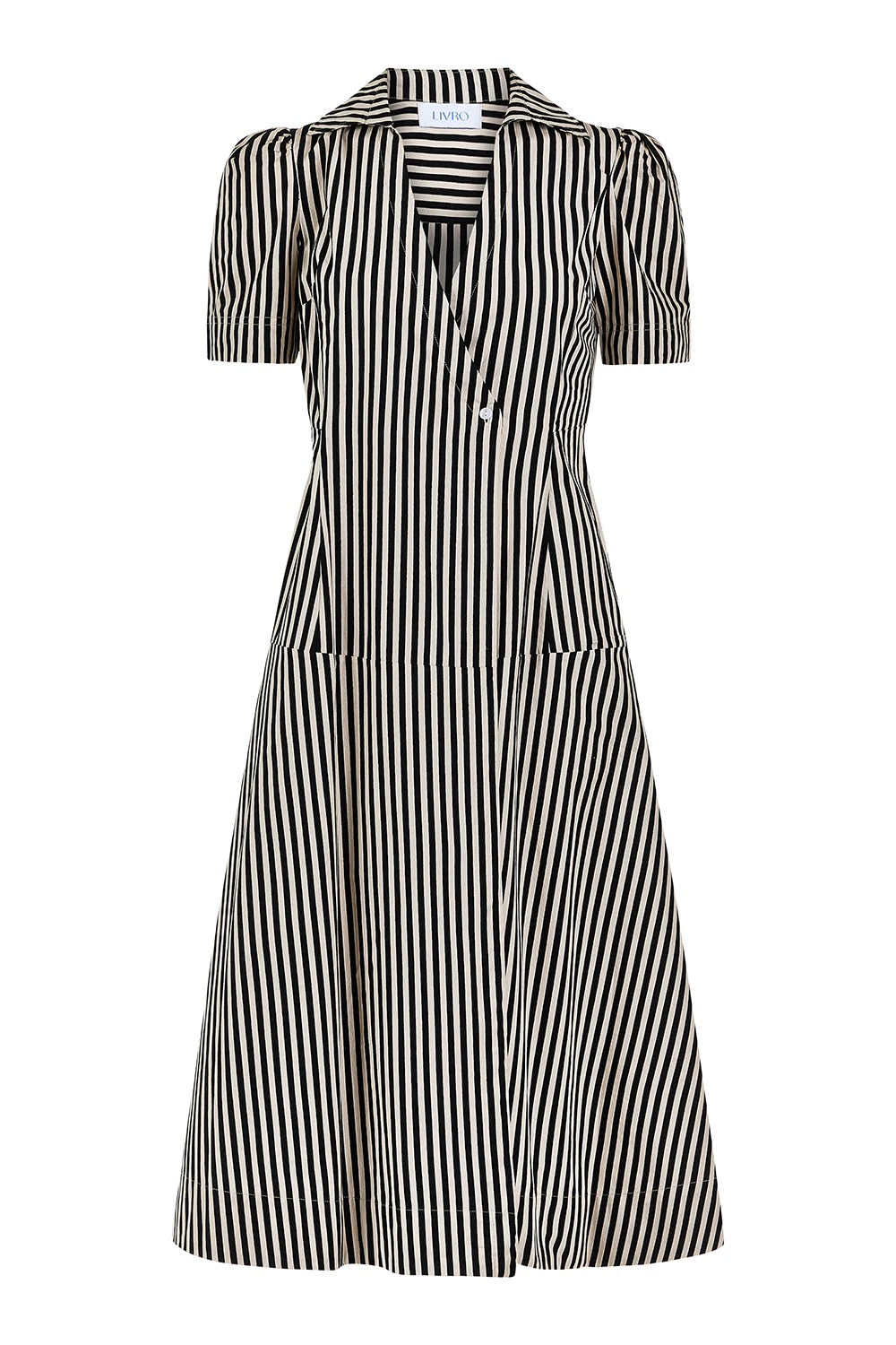 Clark Dress in Ganache Pinstripe