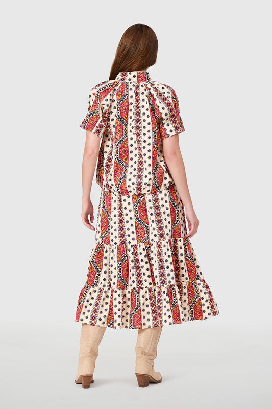 Market Skirt in Crimson Mosaic