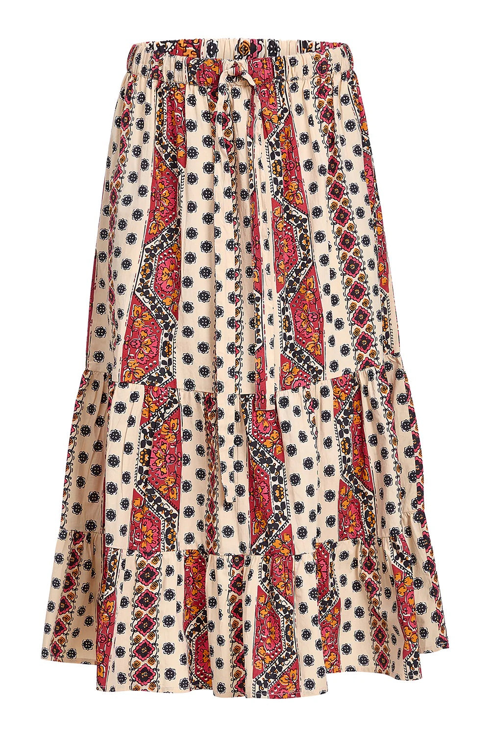 Market Skirt in Crimson Mosaic
