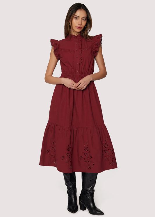 Artists Aura Midi Dress in Crimson