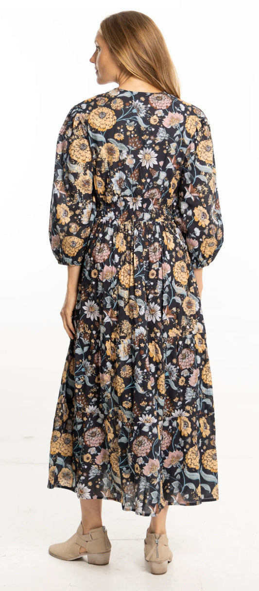 Sonia Dress in Navy Gardenia