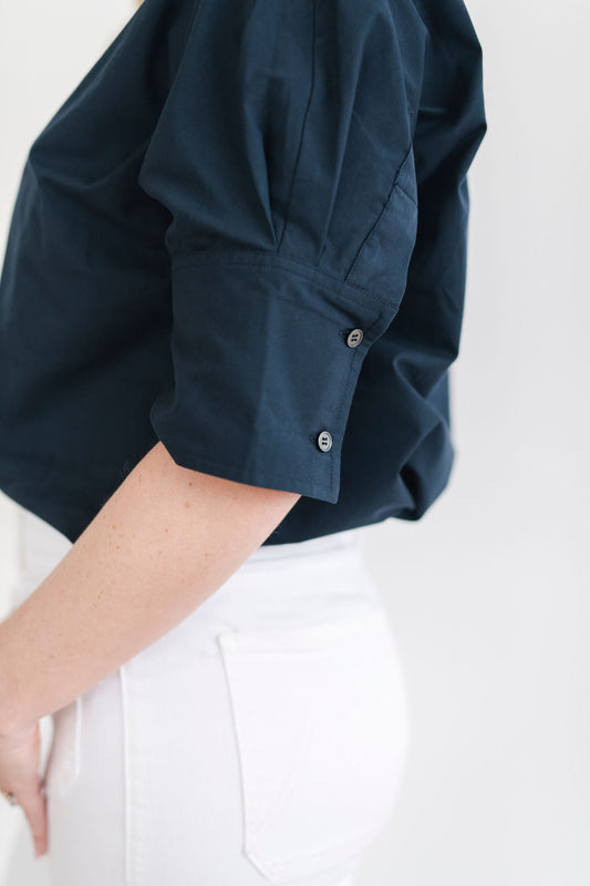 Navy Pullover Cotton Shirt