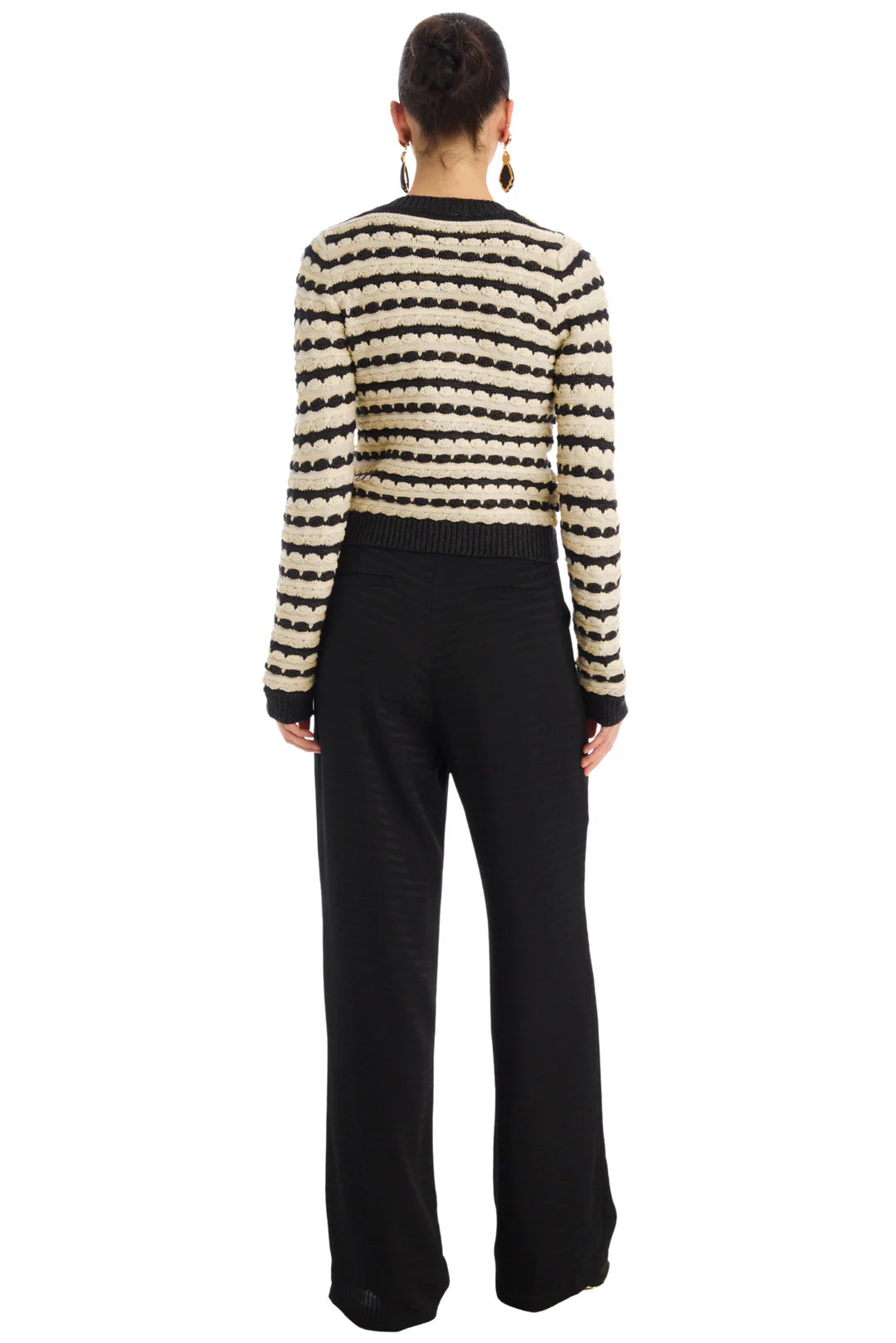 Celine Cardigan in Charcoal Stripe