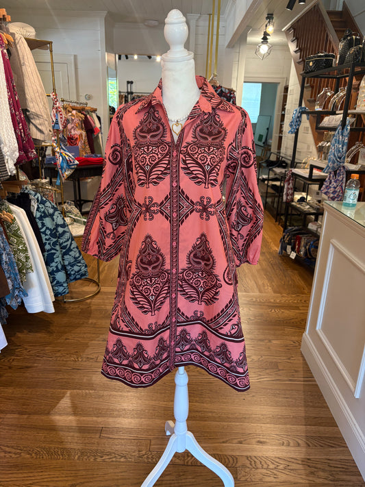 Ava Dress in Salmon Motif