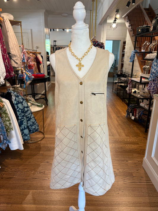 Ecru Faux Suede Dress