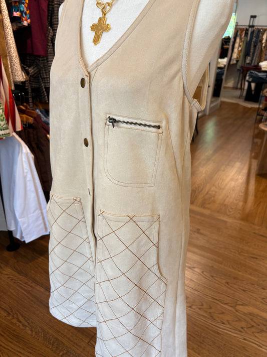 Ecru Faux Suede Dress