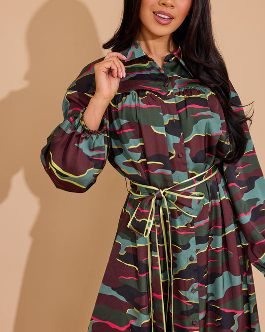 Jane Dress in Neon Camo