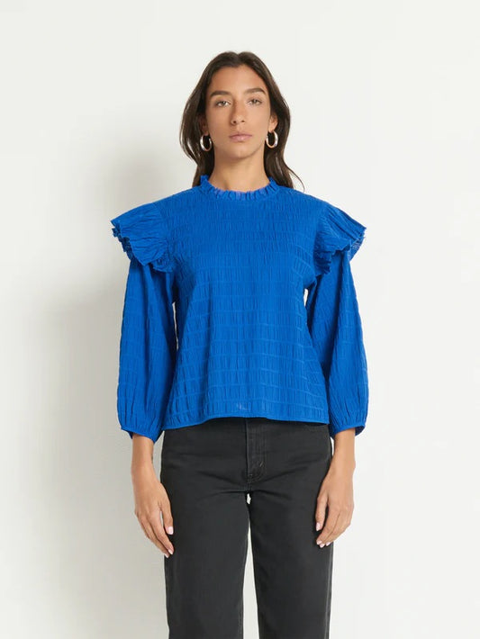 Aria Ruffle Top in Sapphire