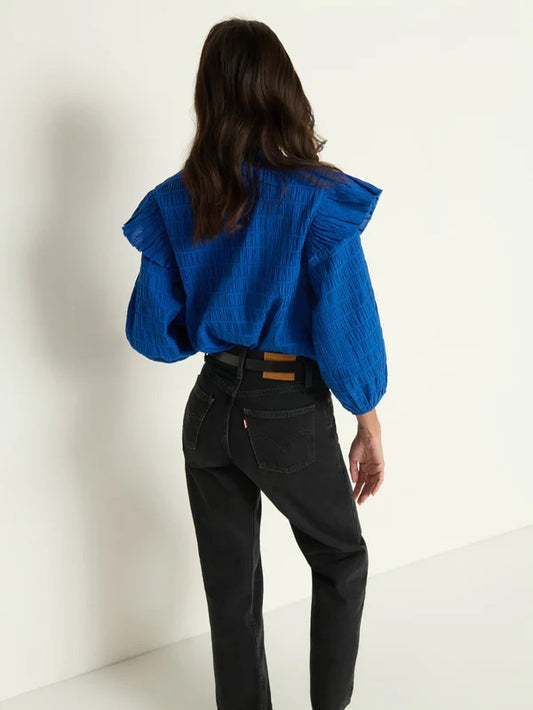 Aria Ruffle Top in Sapphire