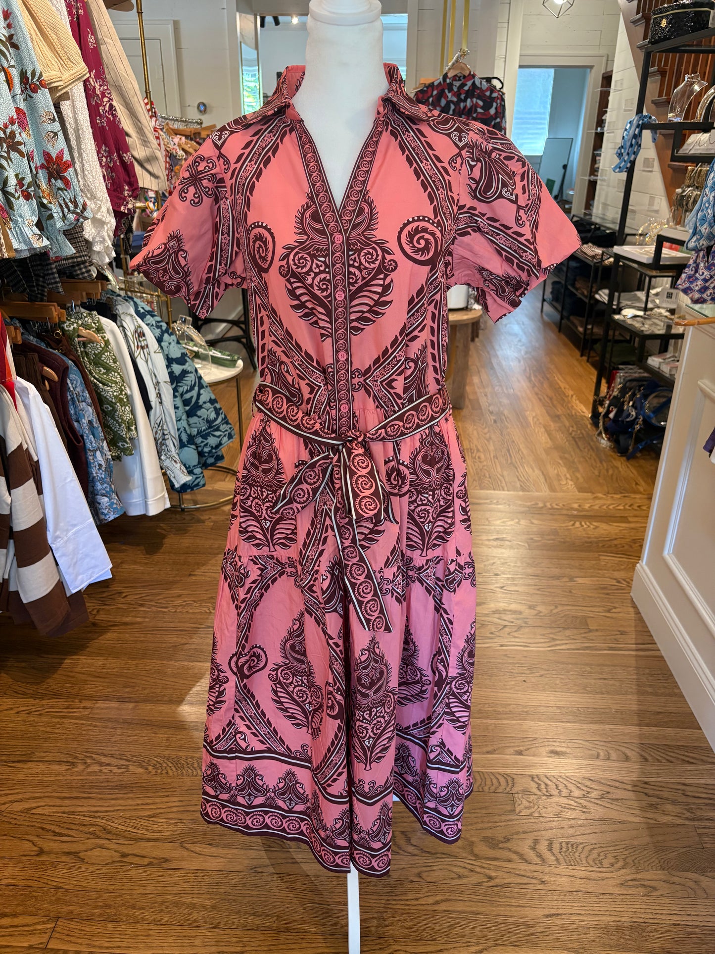 Della Dress in Salmon Motif