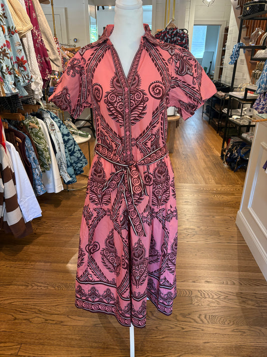 Della Dress in Salmon Motif