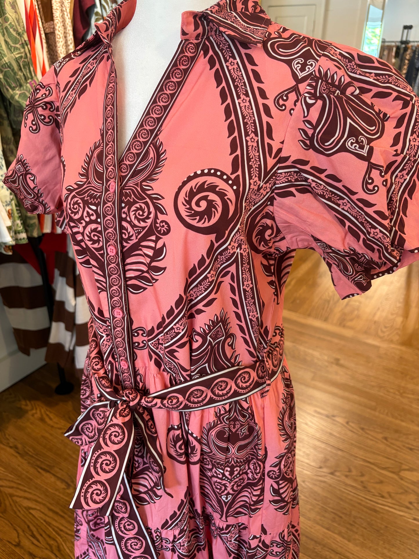 Della Dress in Salmon Motif