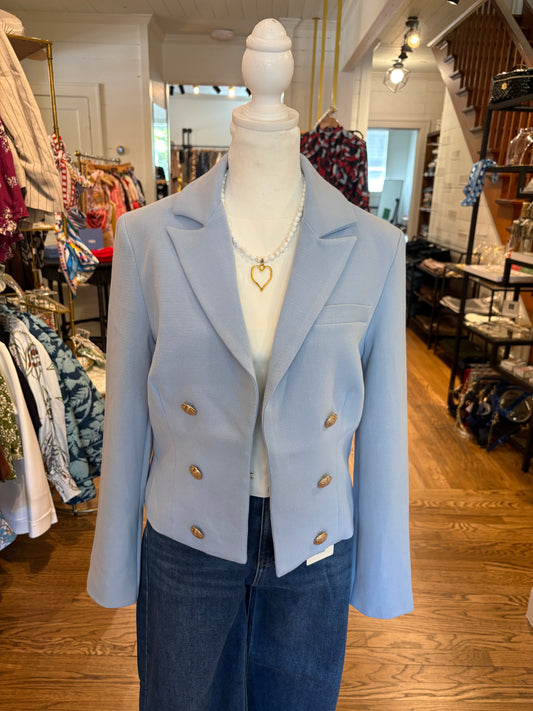 Bella Crop Blazer in Powder Blue