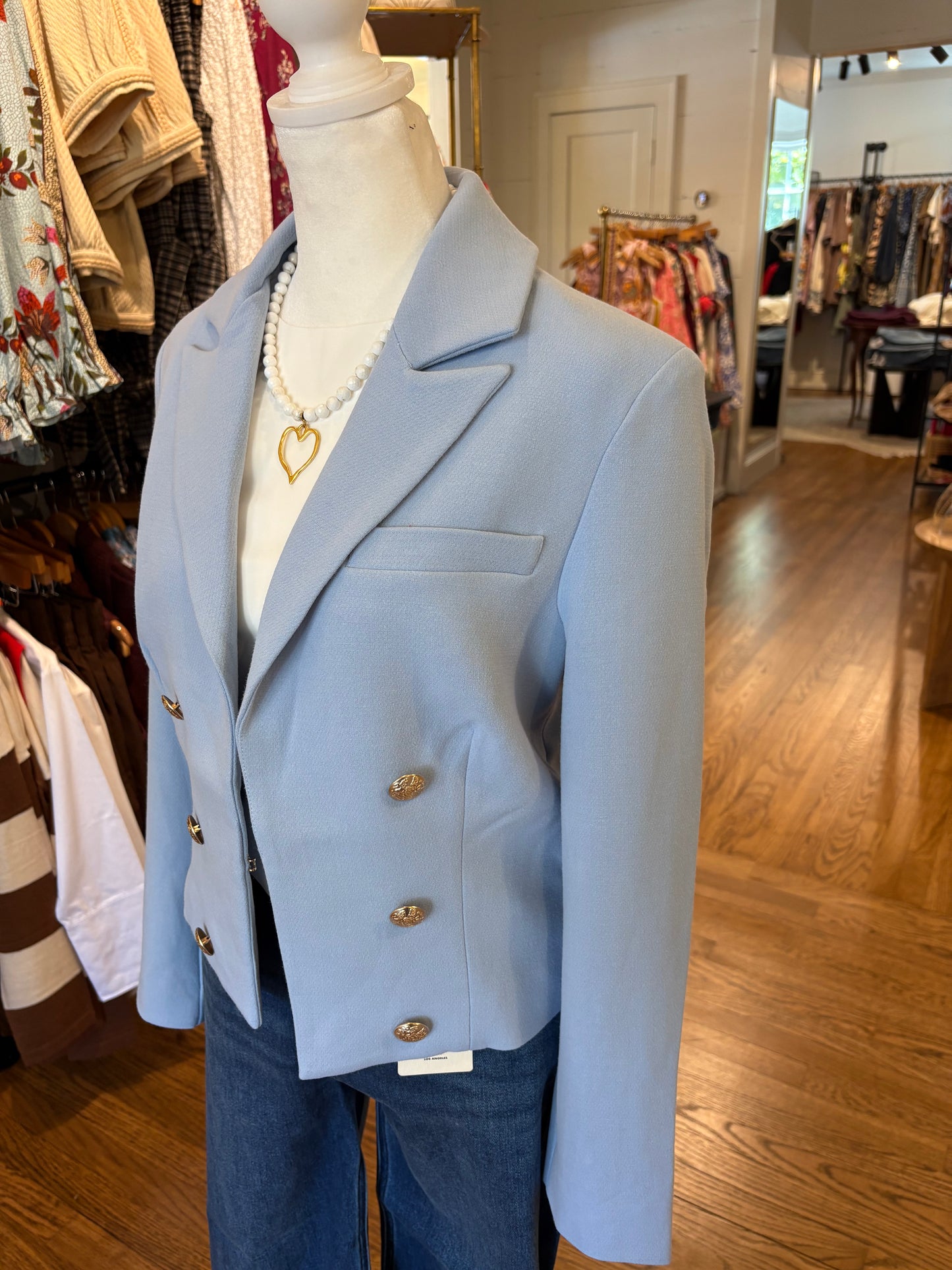 Bella Crop Blazer in Powder Blue