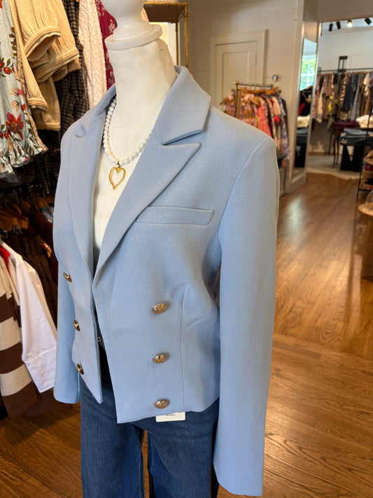 Bella Crop Blazer in Powder Blue
