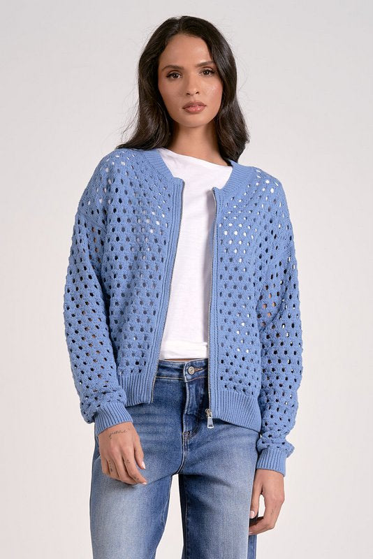 Blue Zip Up Cardigan
