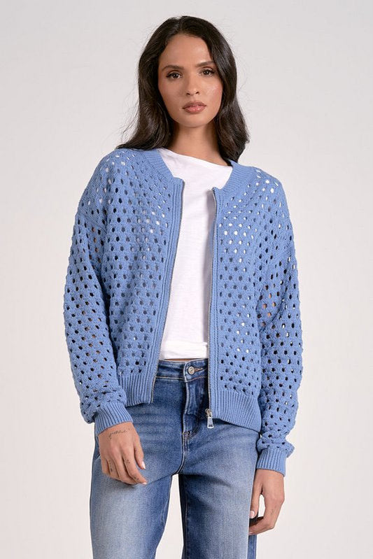Blue Zip Up Cardigan
