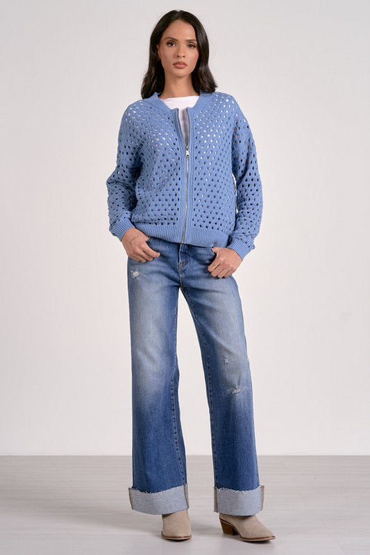 Blue Zip Up Cardigan