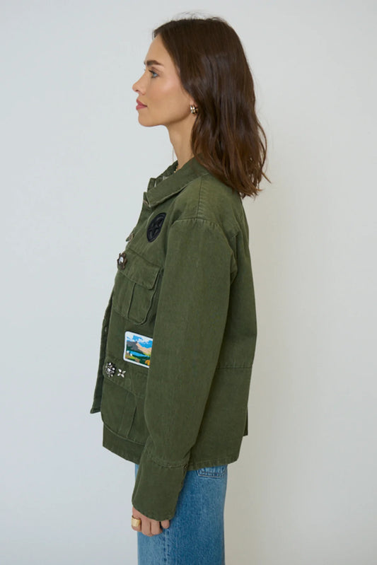 Brady Patch Shacket in Fatigue Green