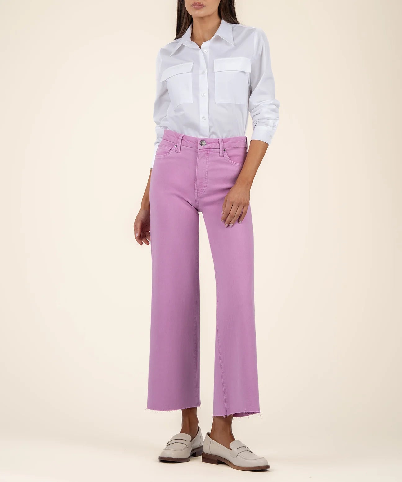 Meg High Rise Fab Ab Wide Leg in Soft Orchid