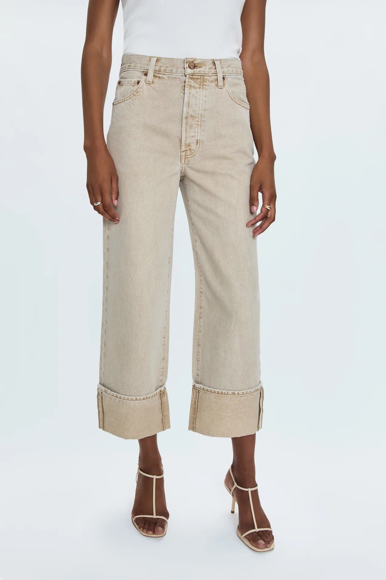 Ryder High Rise Cuffed Straight in Oat