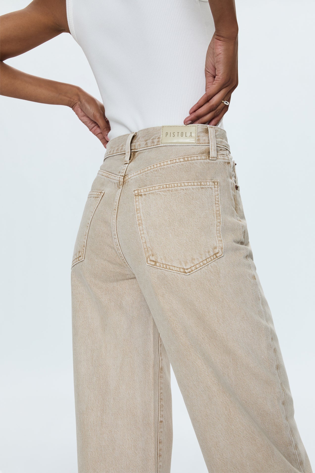 Ryder High Rise Cuffed Straight in Oat
