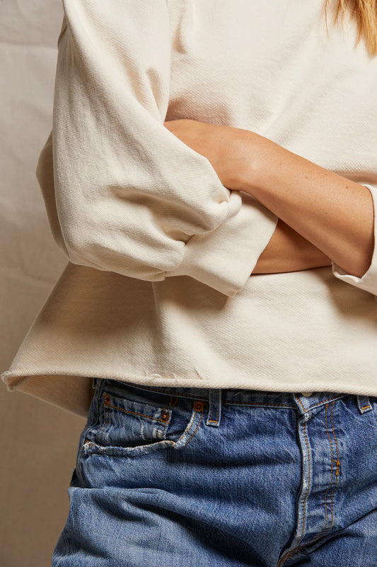 Bubble Sleeve Sweatshirt in Sugar