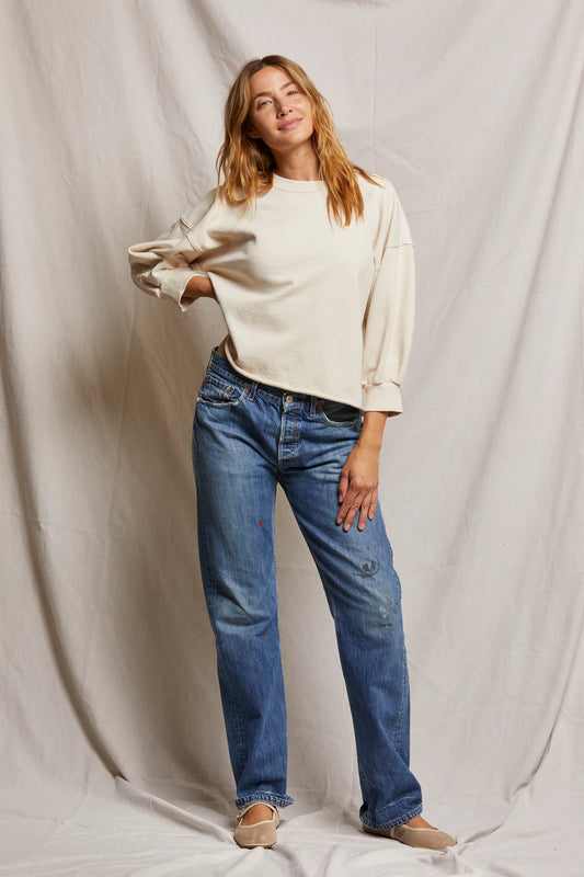 Bubble Sleeve Sweatshirt in Sugar