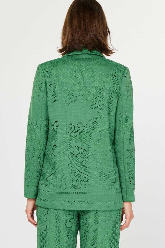 Long Sleeve Lace Jacket in Spring Green