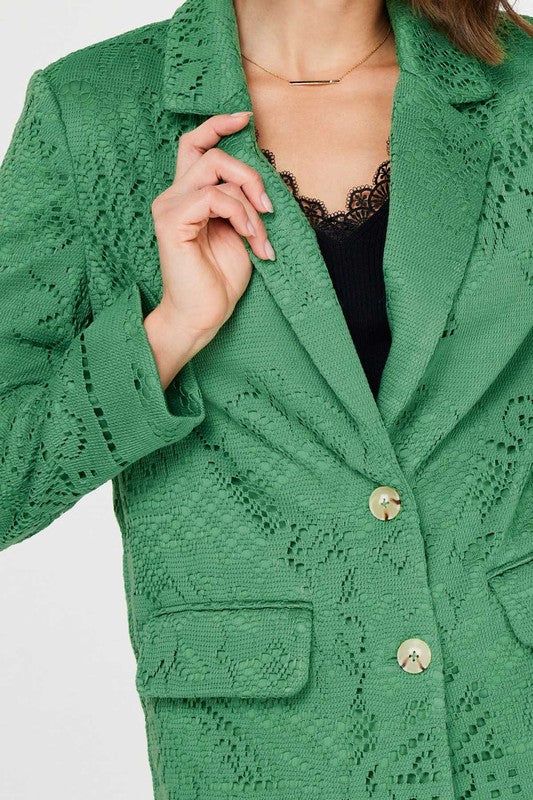 Long Sleeve Lace Jacket in Spring Green