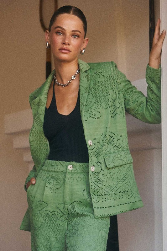 Long Sleeve Lace Jacket in Spring Green