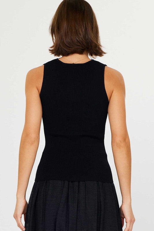 V Neck SL Tank W/Lace Detail