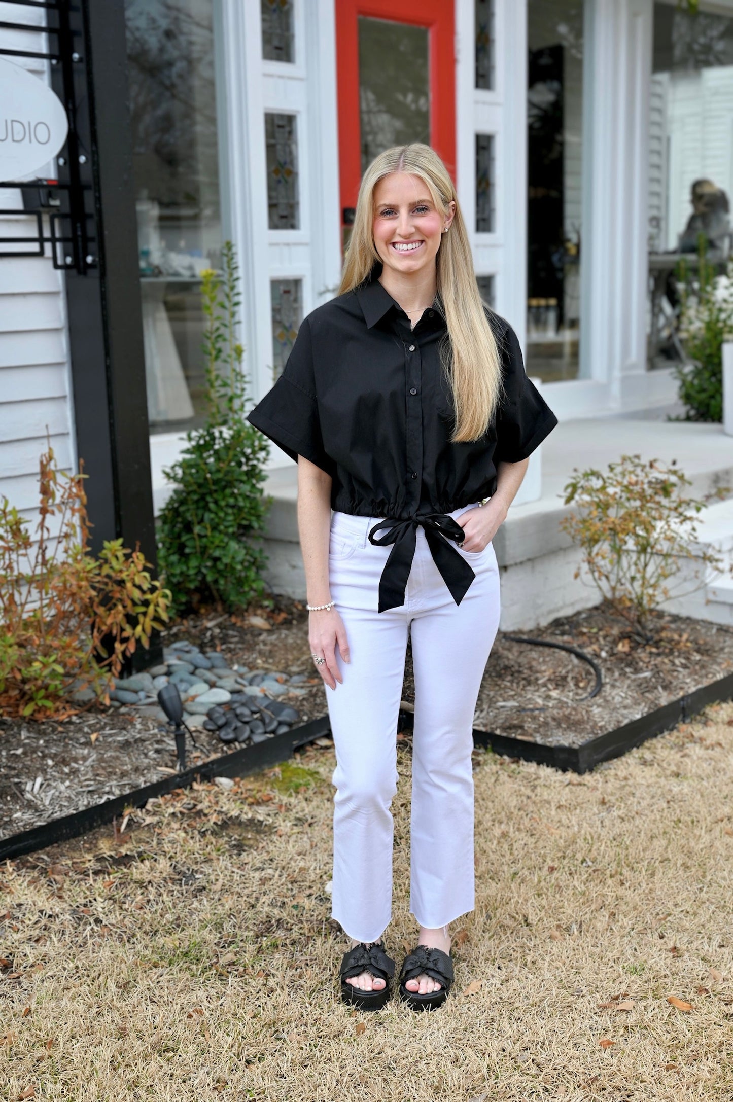 Short Sleeve Button Up in Black