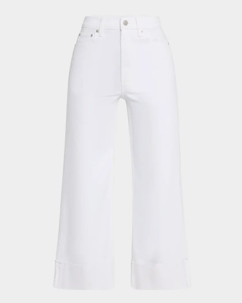 Lana Crop W/Cuff High Rise Ultra Wide Leg in Vivid White