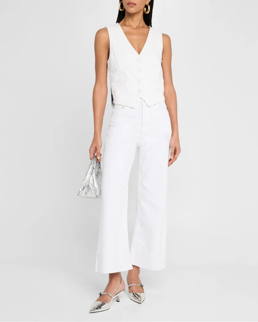 Lana Crop W/Cuff High Rise Ultra Wide Leg in Vivid White