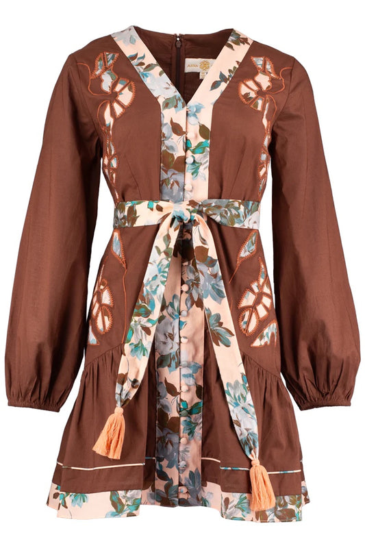 Emma Dress in Choc/Blue Floral