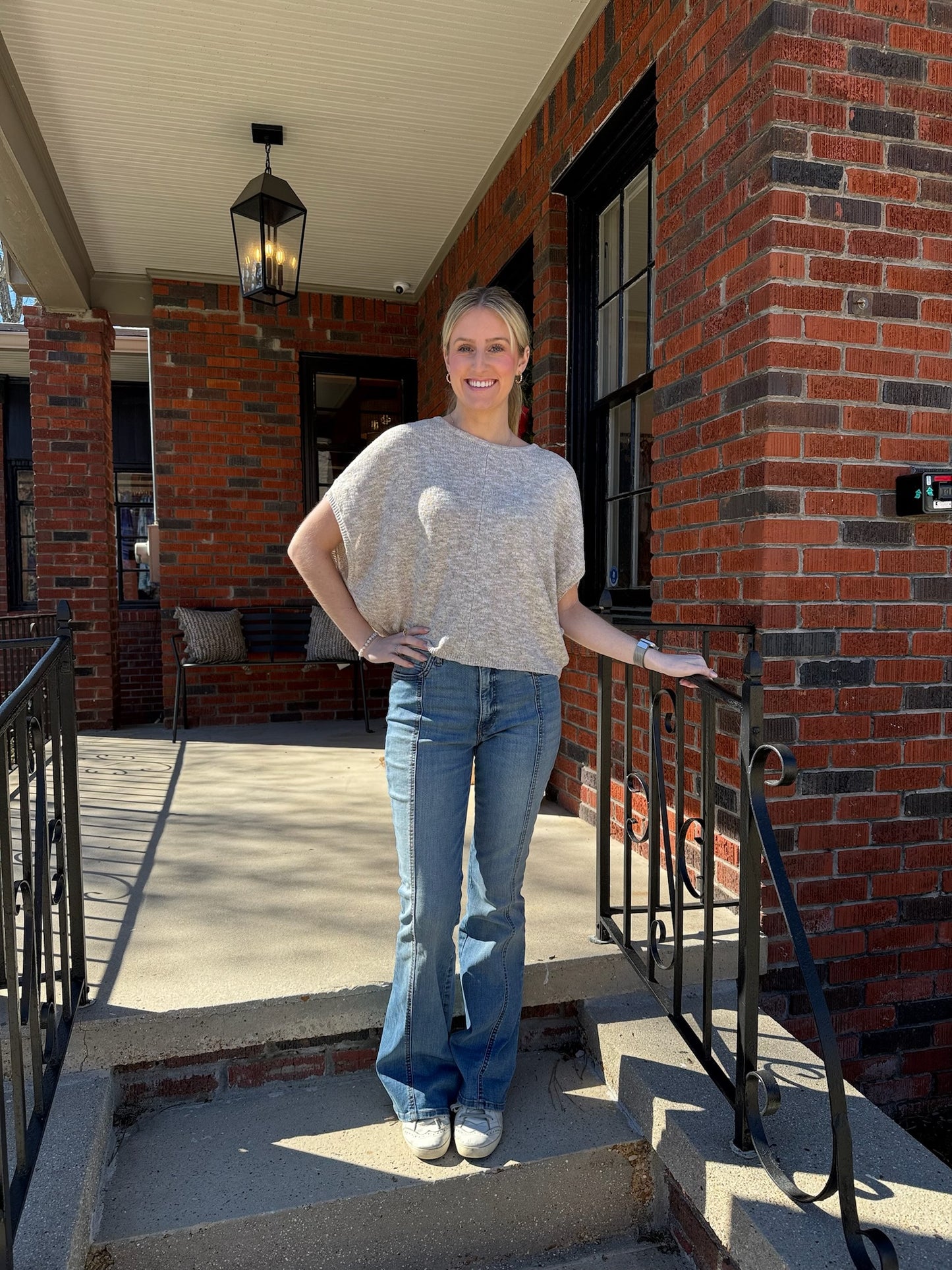 Silk Slub Wedge Sweater in Linen