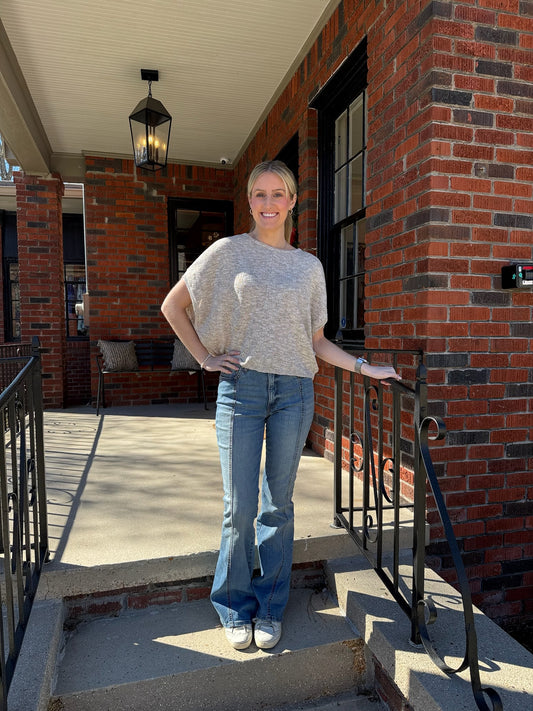 Silk Slub Wedge Sweater in Linen