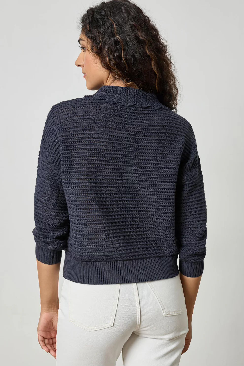 Scalloped Collar Sweater in Navy