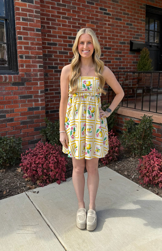 Santorini Citrus Short Dress