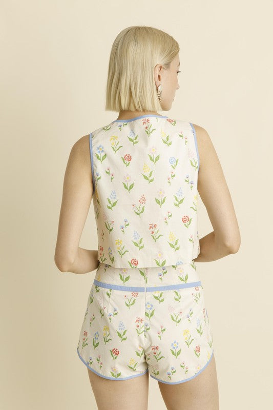 Floral Binding Shorts W/Belt