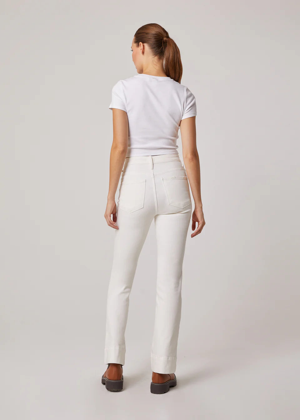 Grant High Rise Flare Long Jean in Optic White