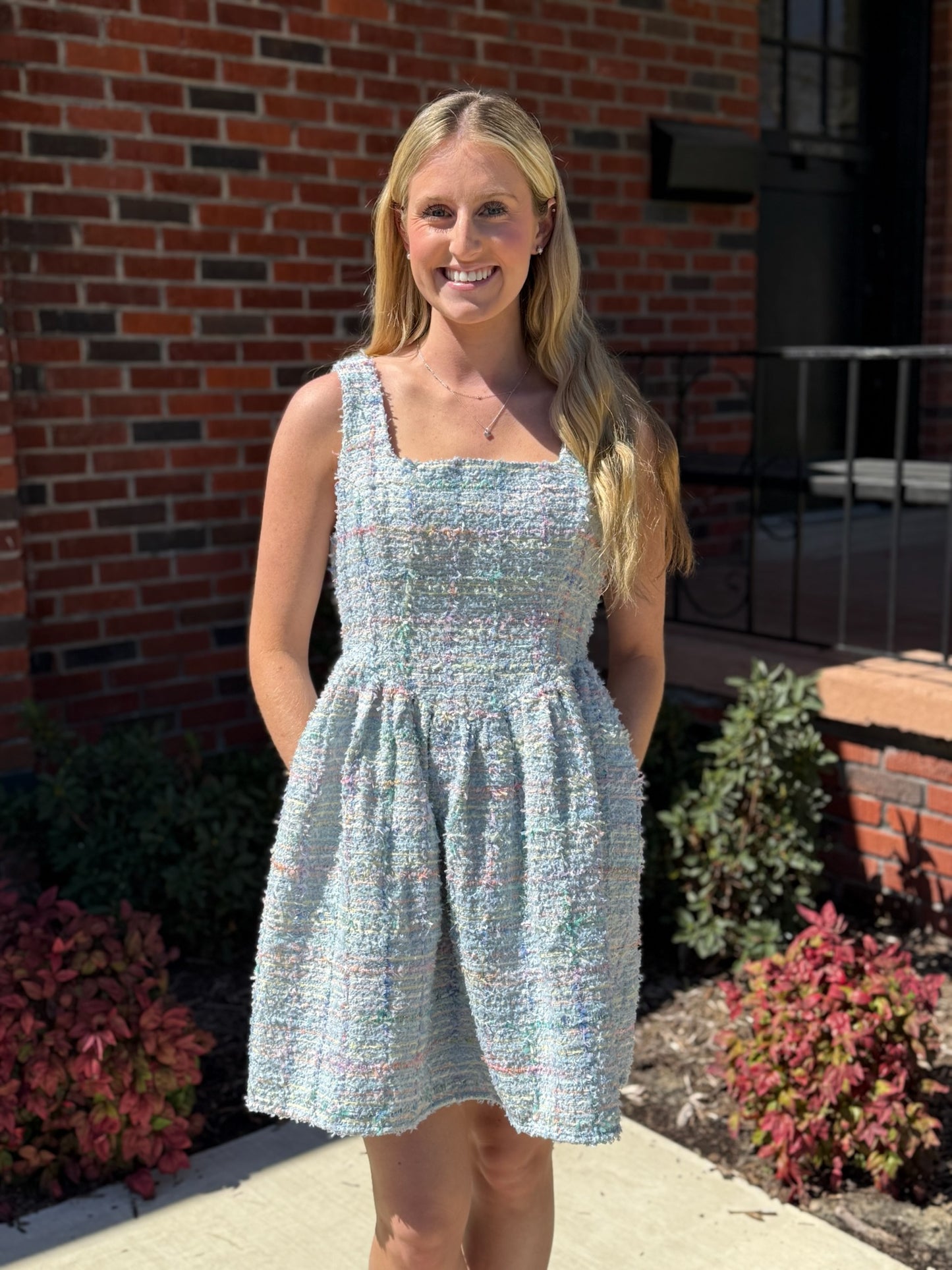 Tweed Mini Dress in Blue