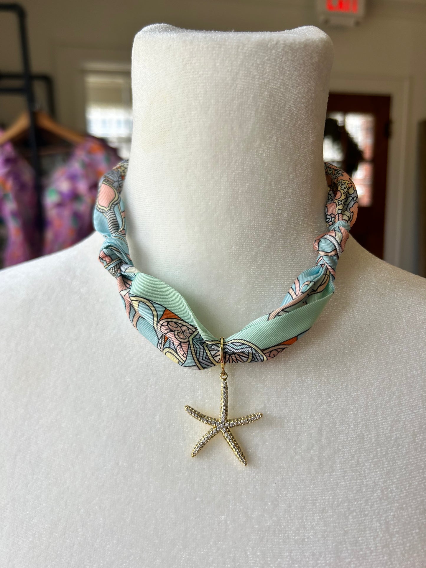 Cali Scarf Necklace W/Charm