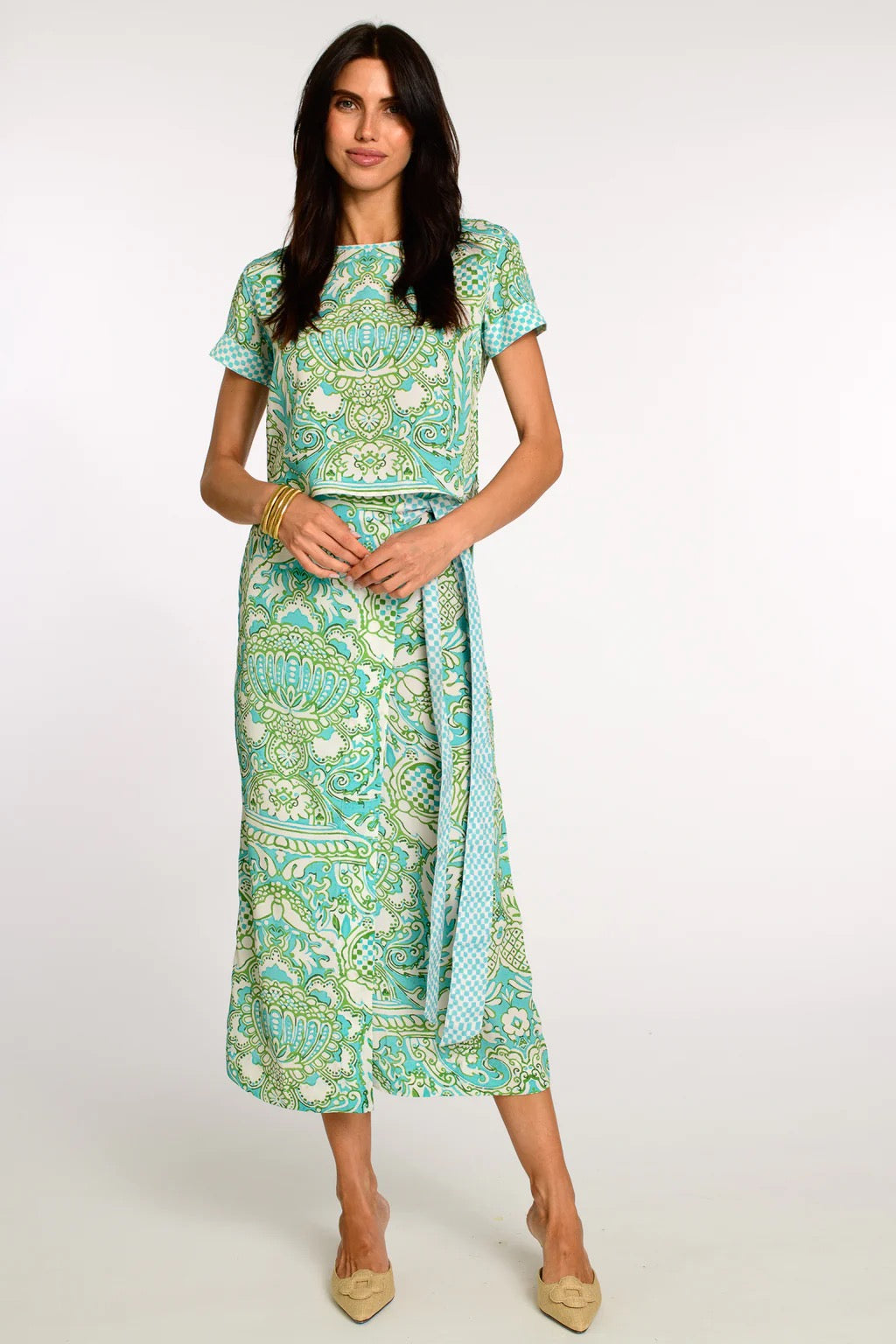 Winnifred Wrap Skirt in Damask Pool