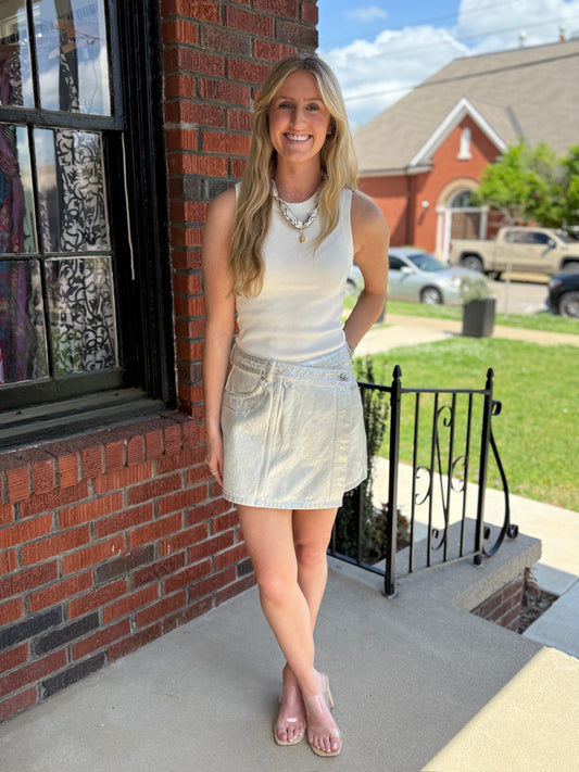 Light Silver Jupe Short