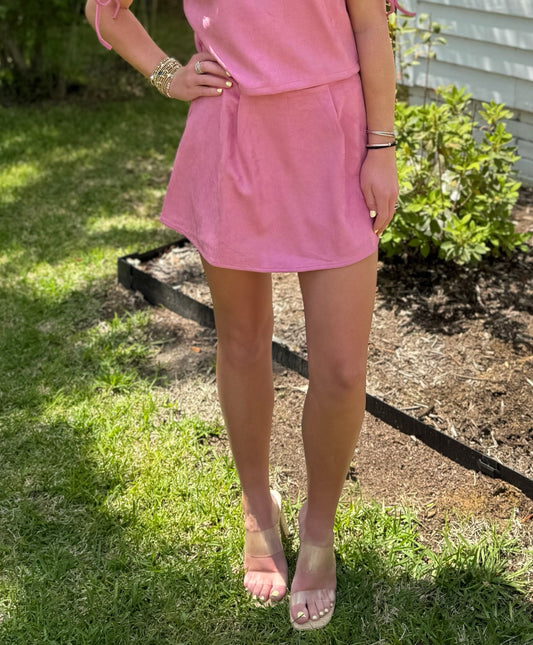 Pink Suede As Always Mini Skort